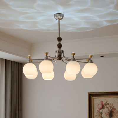 Eursoria Traditional Art Orb Wood Glass Chandelier
