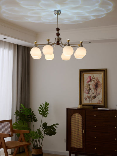 Eursoria Traditional Art Orb Wood Glass Chandelier