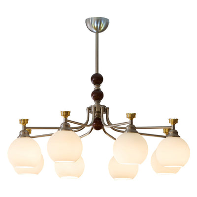 Eursoria Traditional Art Orb Wood Glass Chandelier