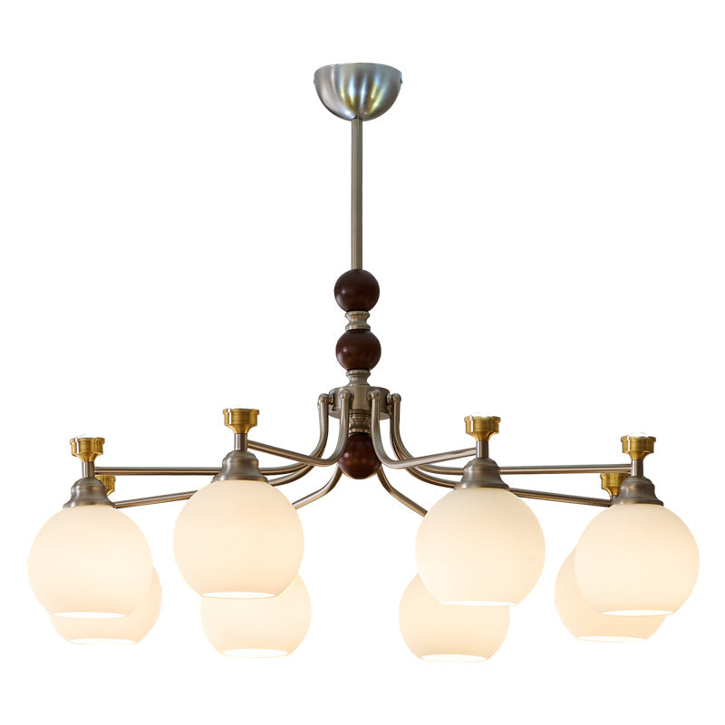 Eursoria Traditional Art Orb Wood Glass Chandelier