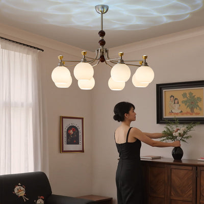 Eursoria Traditional Art Orb Wood Glass Chandelier