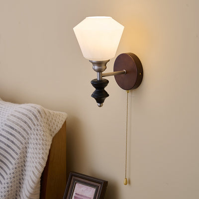 Lucille Elegance Classic Art Glass Wood Wall Lamp