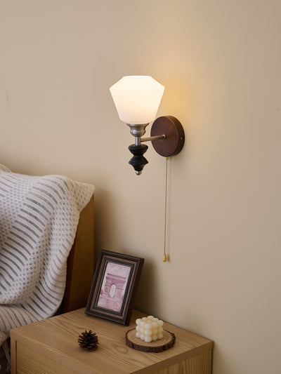 Lucille Elegance Classic Art Glass Wood Wall Lamp