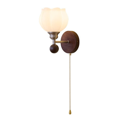 Lucille Elegance Classic Art Glass Wood Wall Lamp