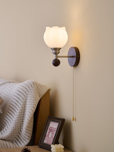 Lucille Elegance Classic Art Glass Wood Wall Lamp
