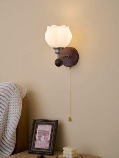 Lucille Elegance Classic Art Glass Wood Wall Lamp