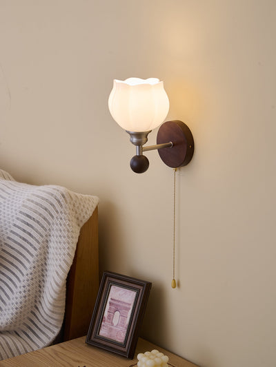 Lucille Elegance Classic Art Glass Wood Wall Lamp