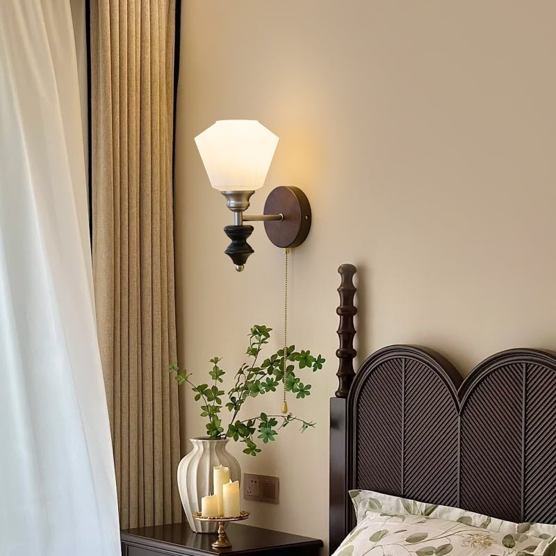 Lucille Elegance Classic Art Glass Wood Wall Lamp
