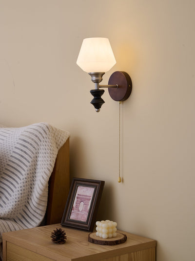 Lucille Elegance Classic Art Glass Wood Wall Lamp