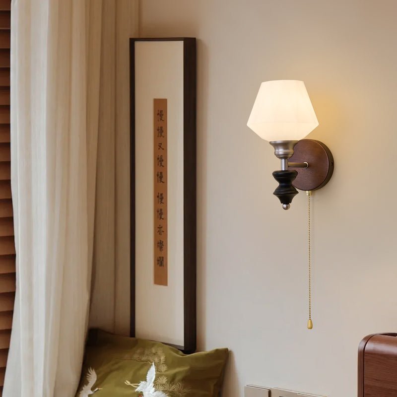 Lucille Elegance Classic Art Glass Wood Wall Lamp