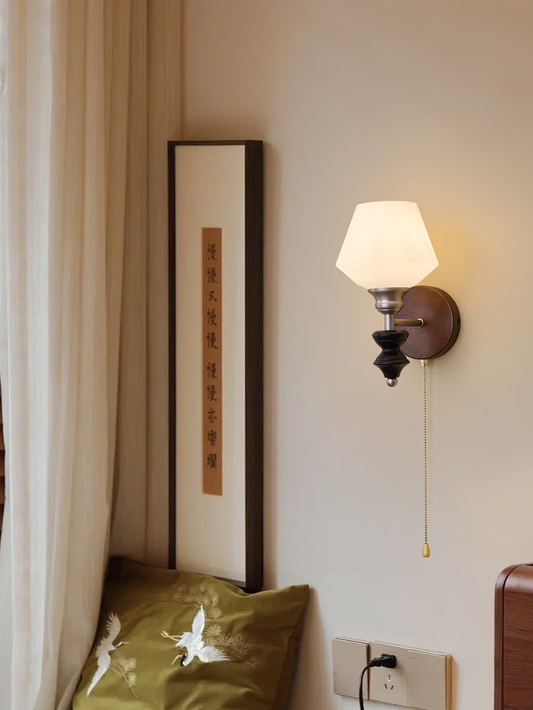 Lucille Elegance Classic Art Glass Wood Wall Lamp