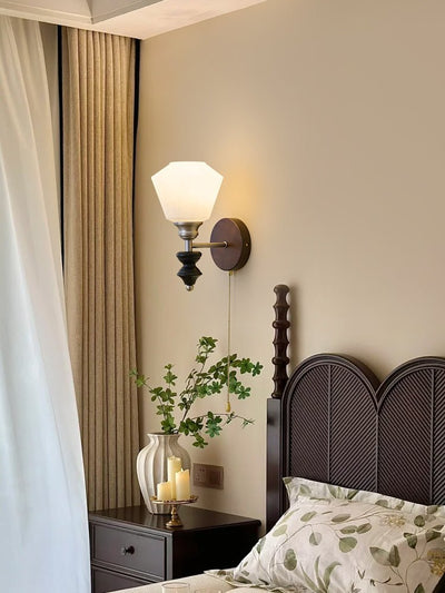 Lucille Elegance Classic Art Glass Wood Wall Lamp