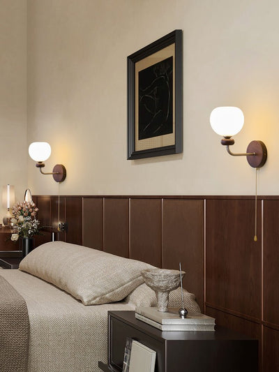 Lucille Elegance Classic Art Glass Wood Wall Lamp