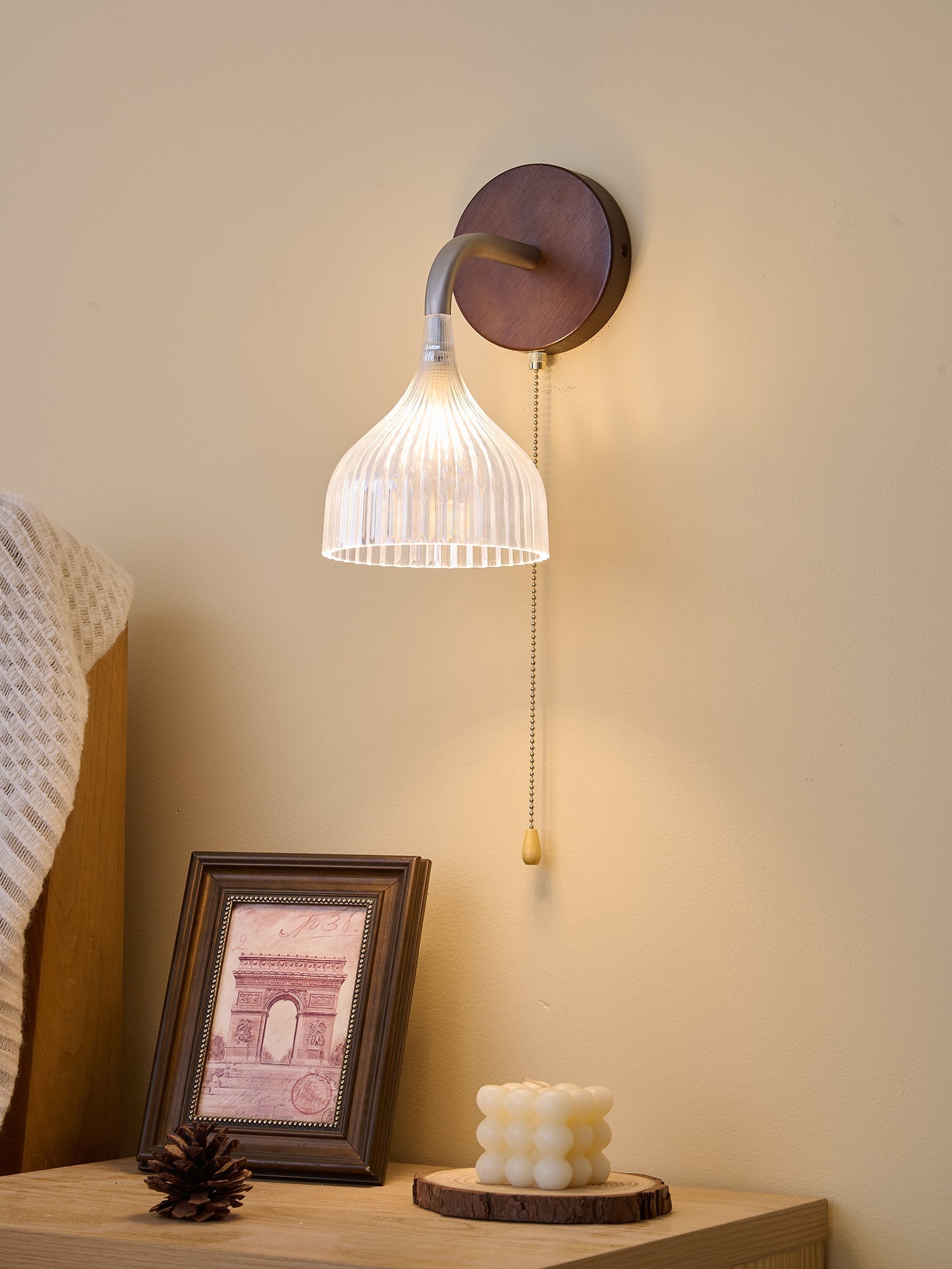 Cimararae Elegance Classic Wood Wall Lamp