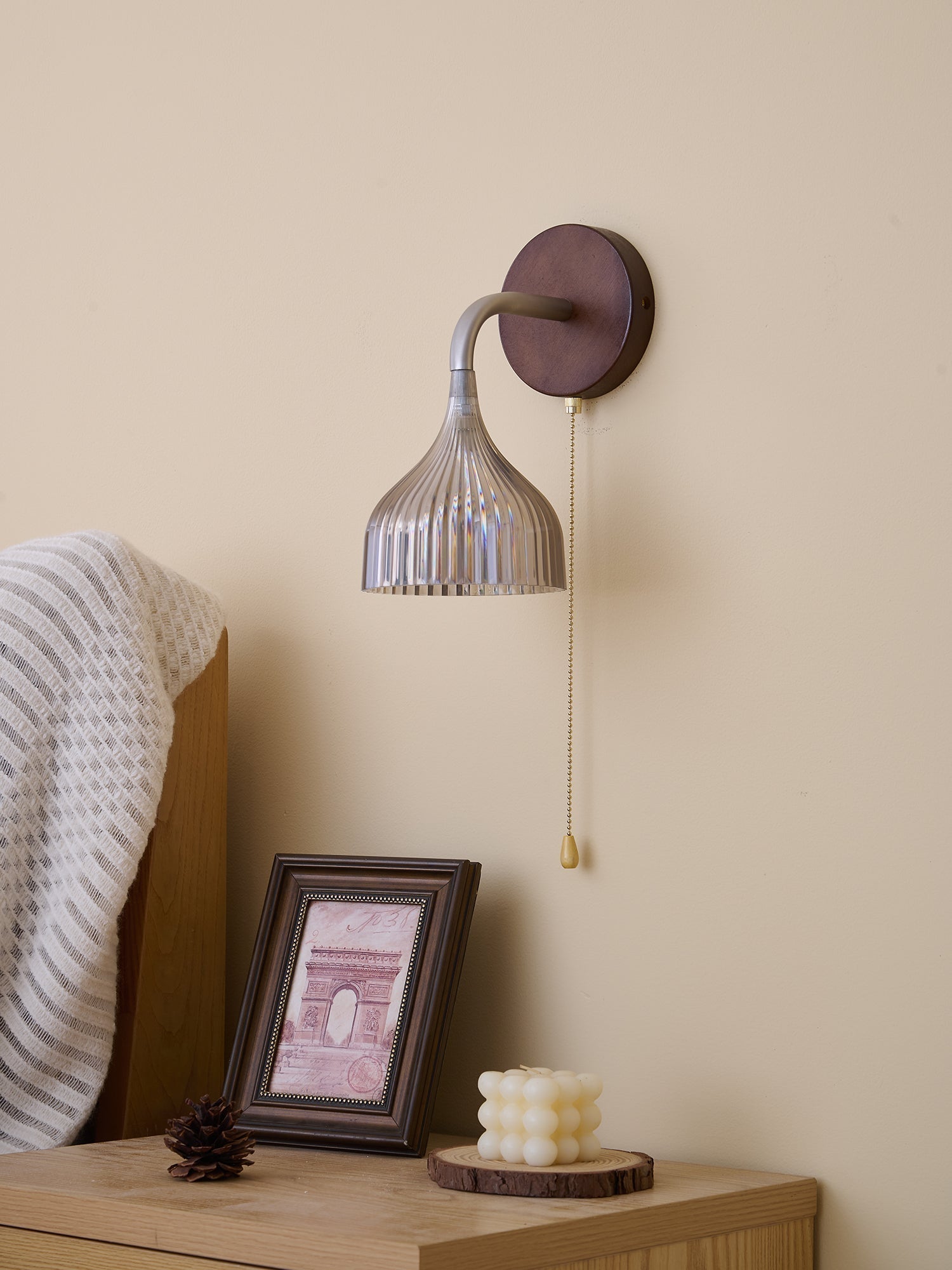 Cimararae Elegance Classic Wood Wall Lamp