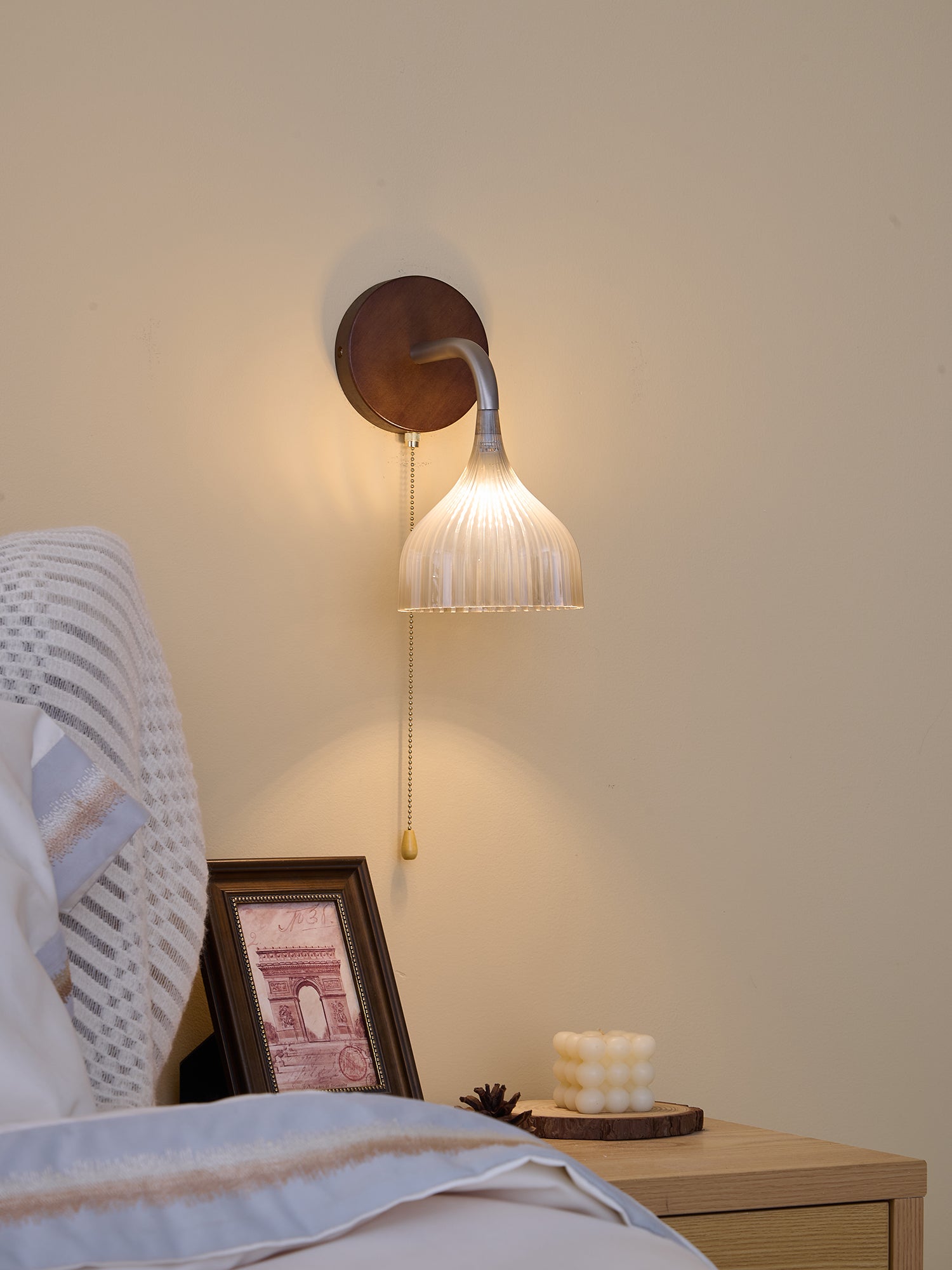 Cimararae Elegance Classic Wood Wall Lamp