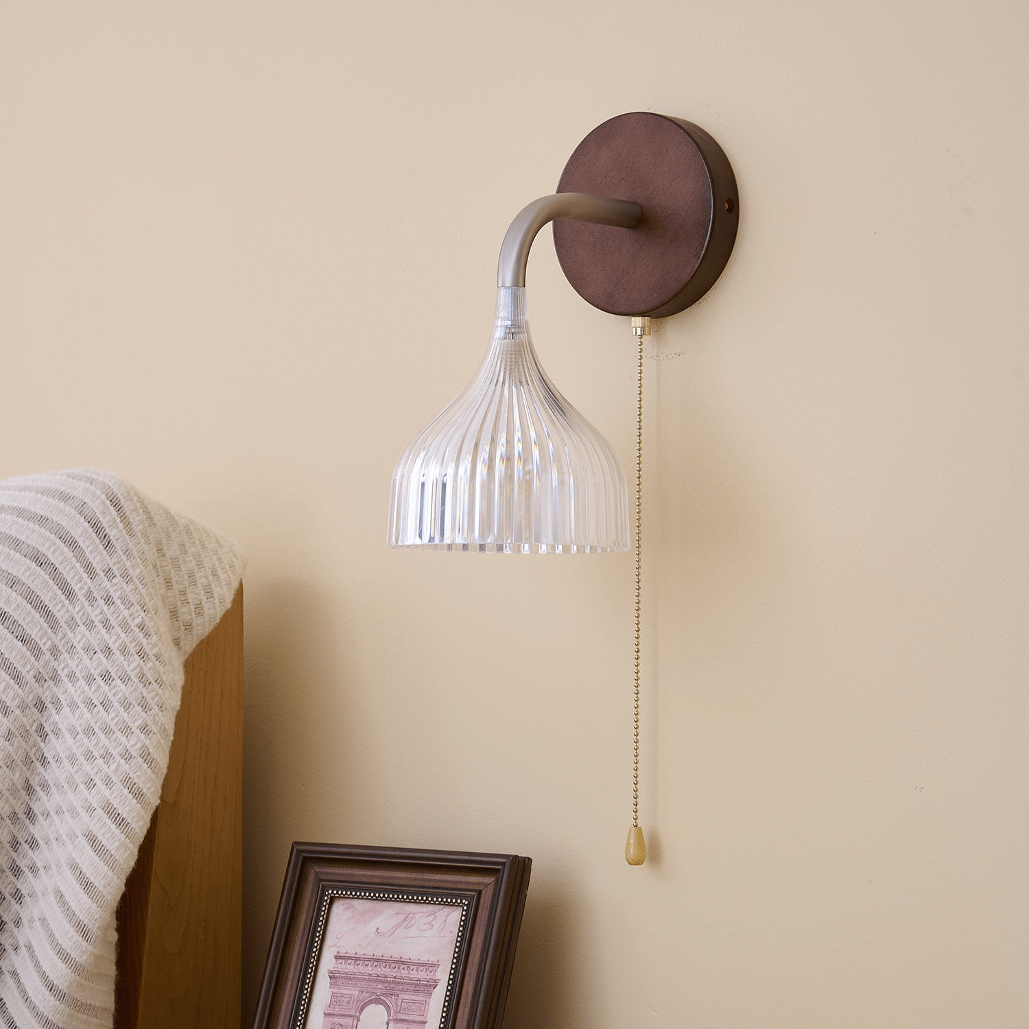 Cimararae Elegance Classic Wood Wall Lamp