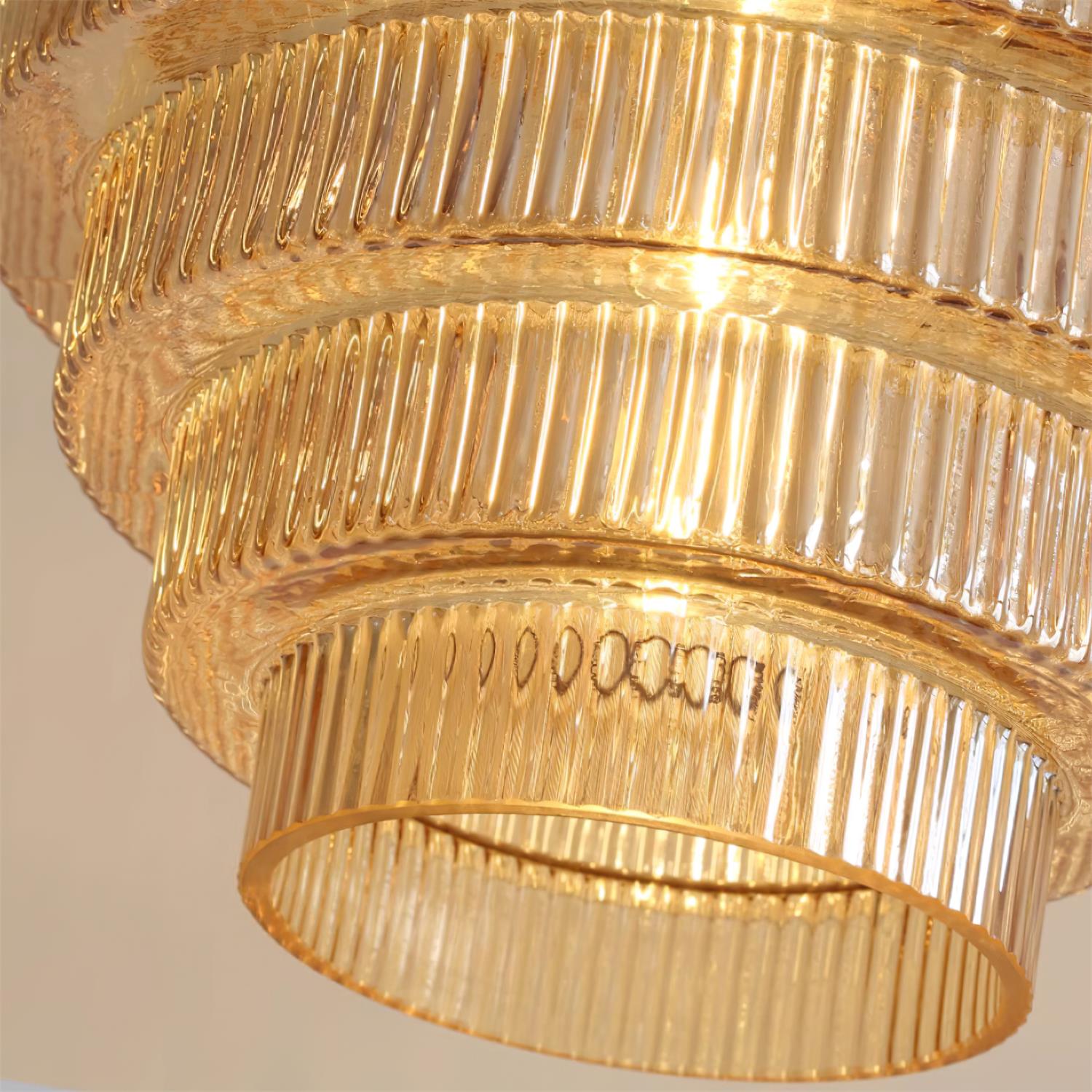 Brivelle Plug-In Ribbed Glass Pendant Light with Brass Accent - Neutral Decor