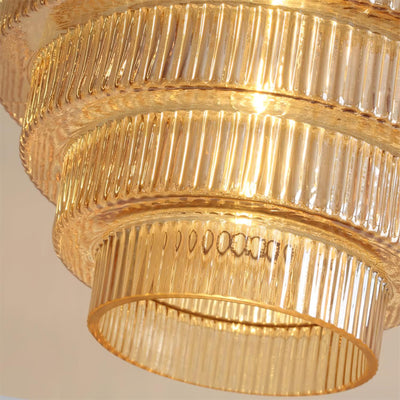 Brivelle Plug-In Ribbed Glass Pendant Light with Brass Accent - Neutral Decor