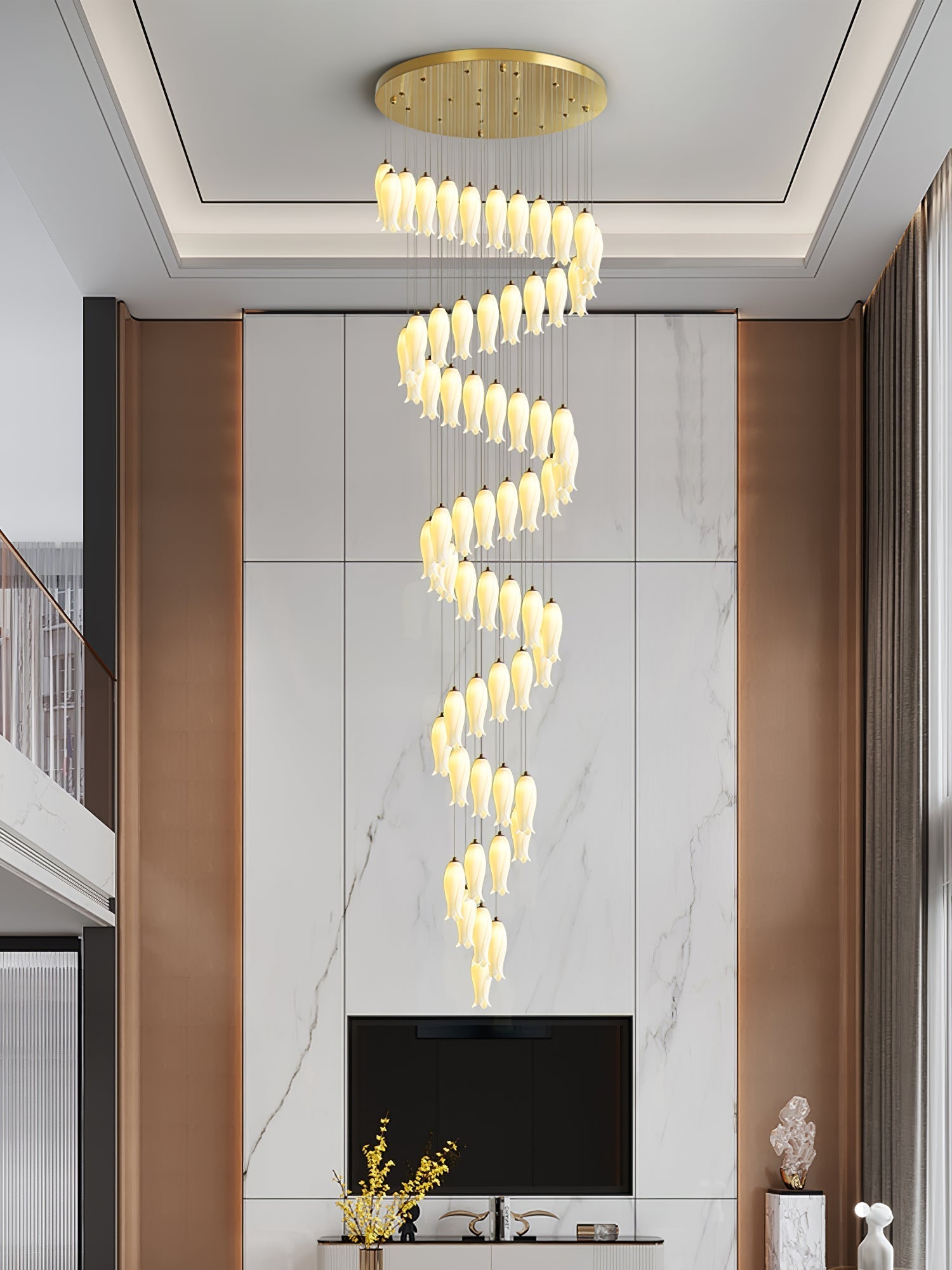 Sylirion Alabaster Brass Chandelier