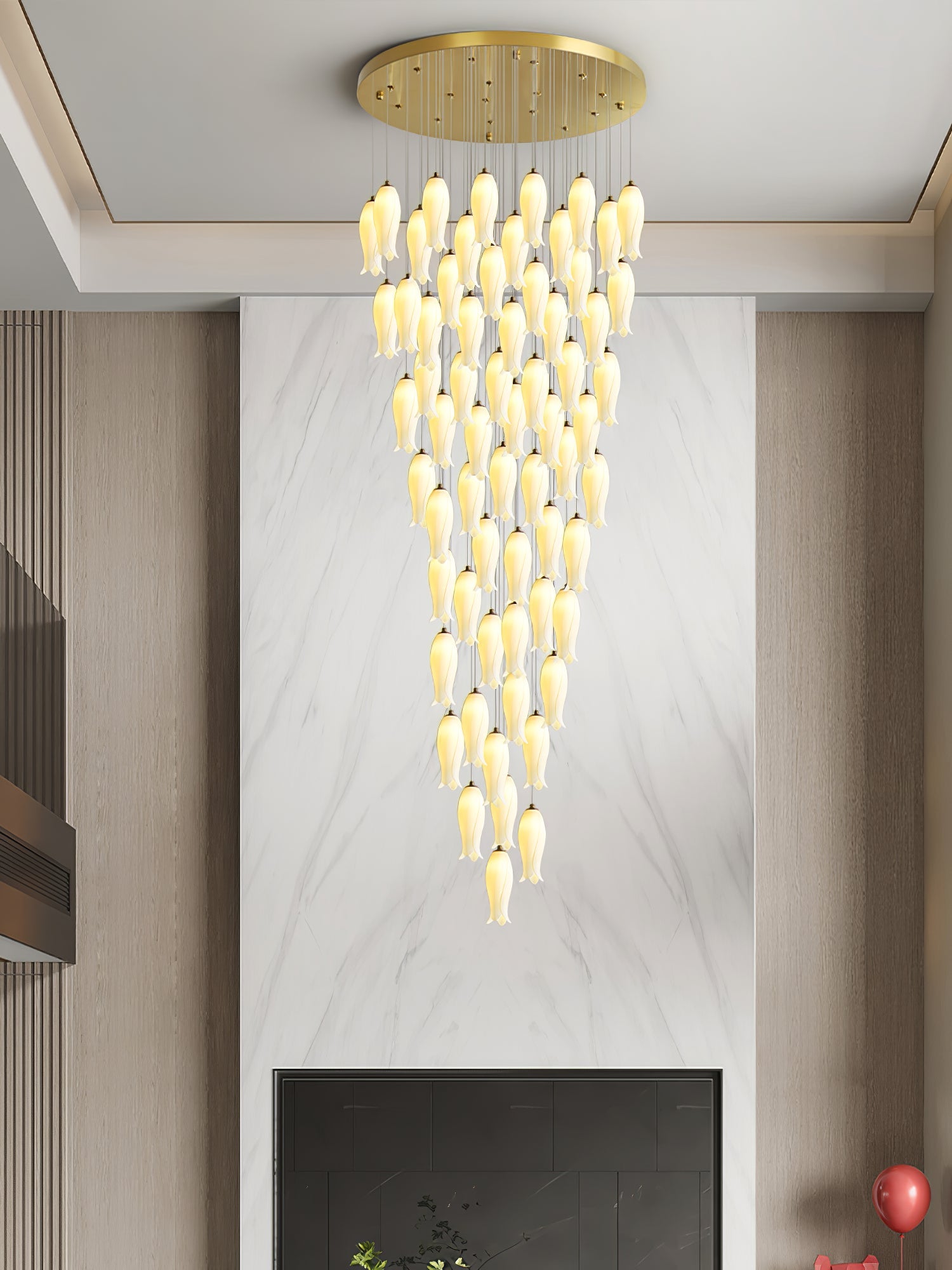 Sylirion Alabaster Brass Chandelier
