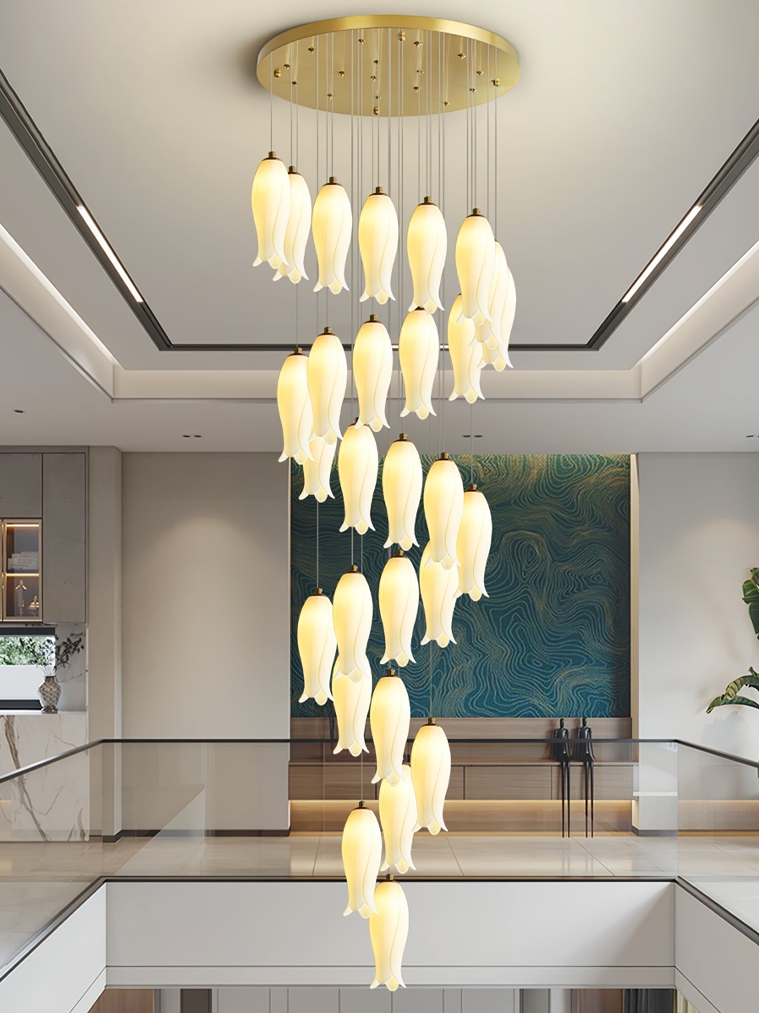 Sylirion Alabaster Brass Chandelier