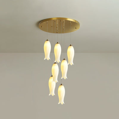 Sylirion Alabaster Brass Chandelier