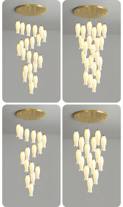 Sylirion Alabaster Brass Chandelier