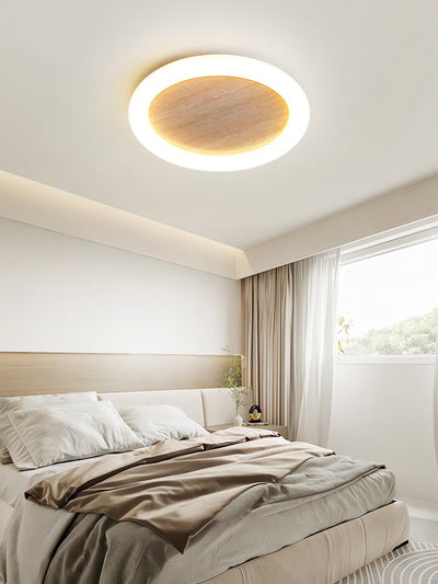 Kaia Minimal Yellow Travertine Halo Ceiling Light