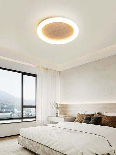 Kaia Minimal Yellow Travertine Halo Ceiling Light