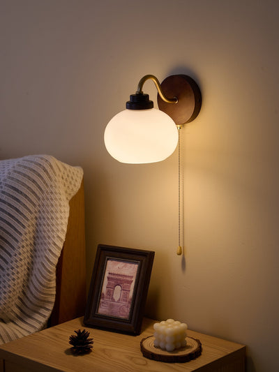 Syleella Premium Nordic Art Crest Glass Wood Wall Lamp