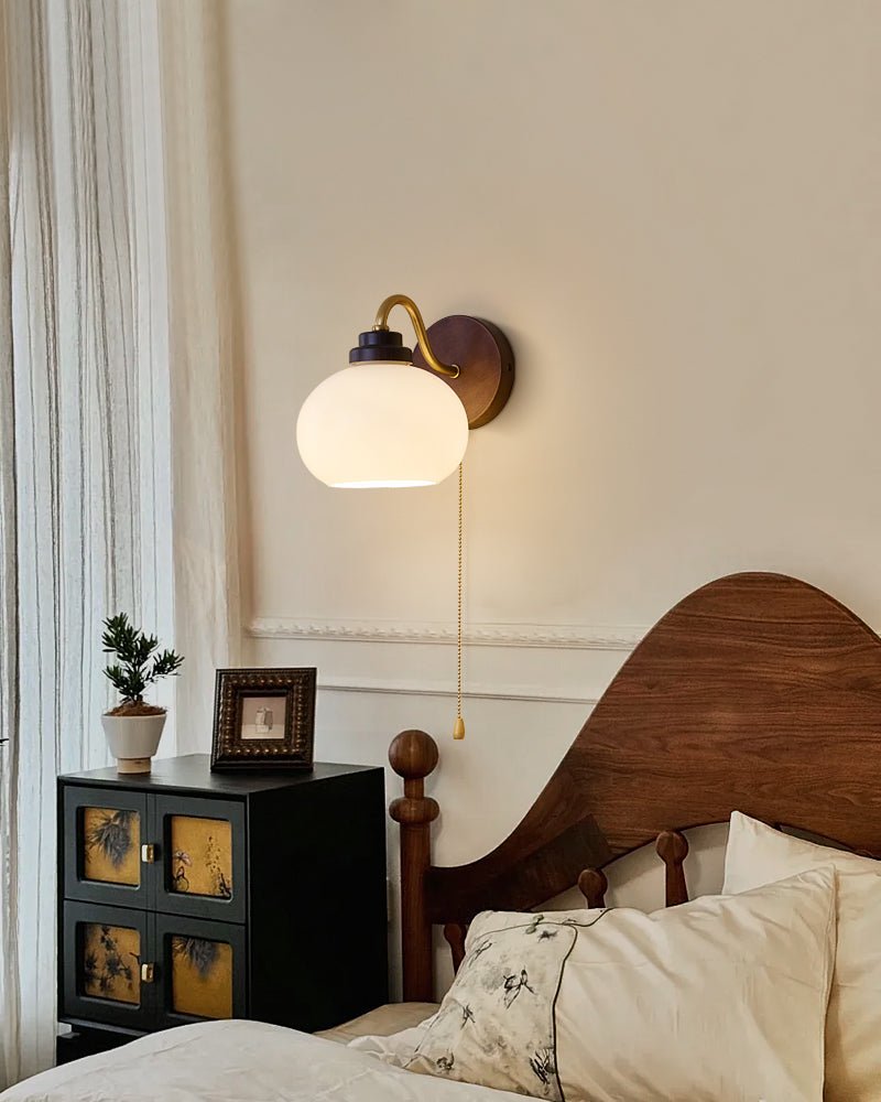 Syleella Premium Nordic Art Crest Glass Wood Wall Lamp