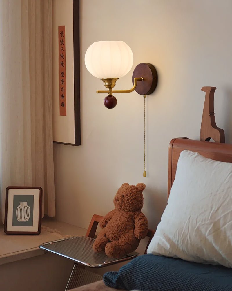 Syleella Premium Nordic Art Crest Glass Wood Wall Lamp