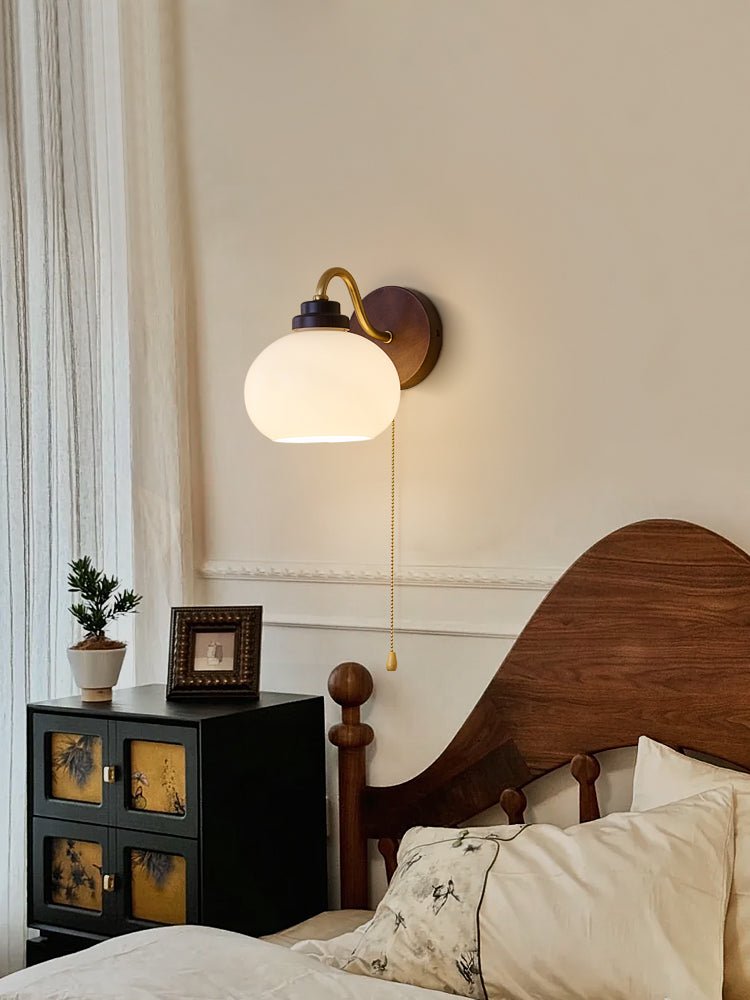 Syleella Premium Nordic Art Crest Glass Wood Wall Lamp