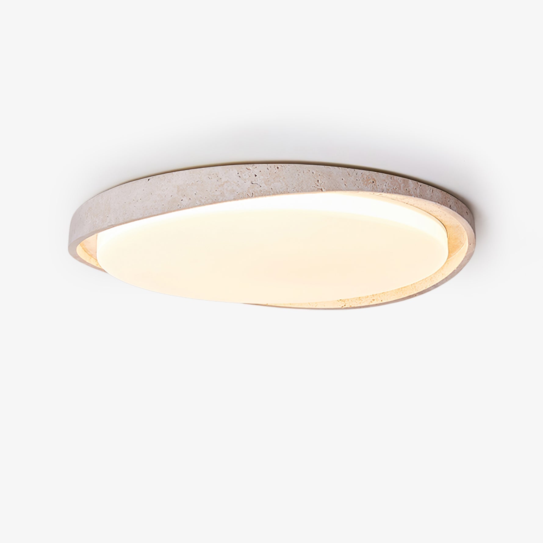 Cyvian Oval Frame Travertine Ceiling Light