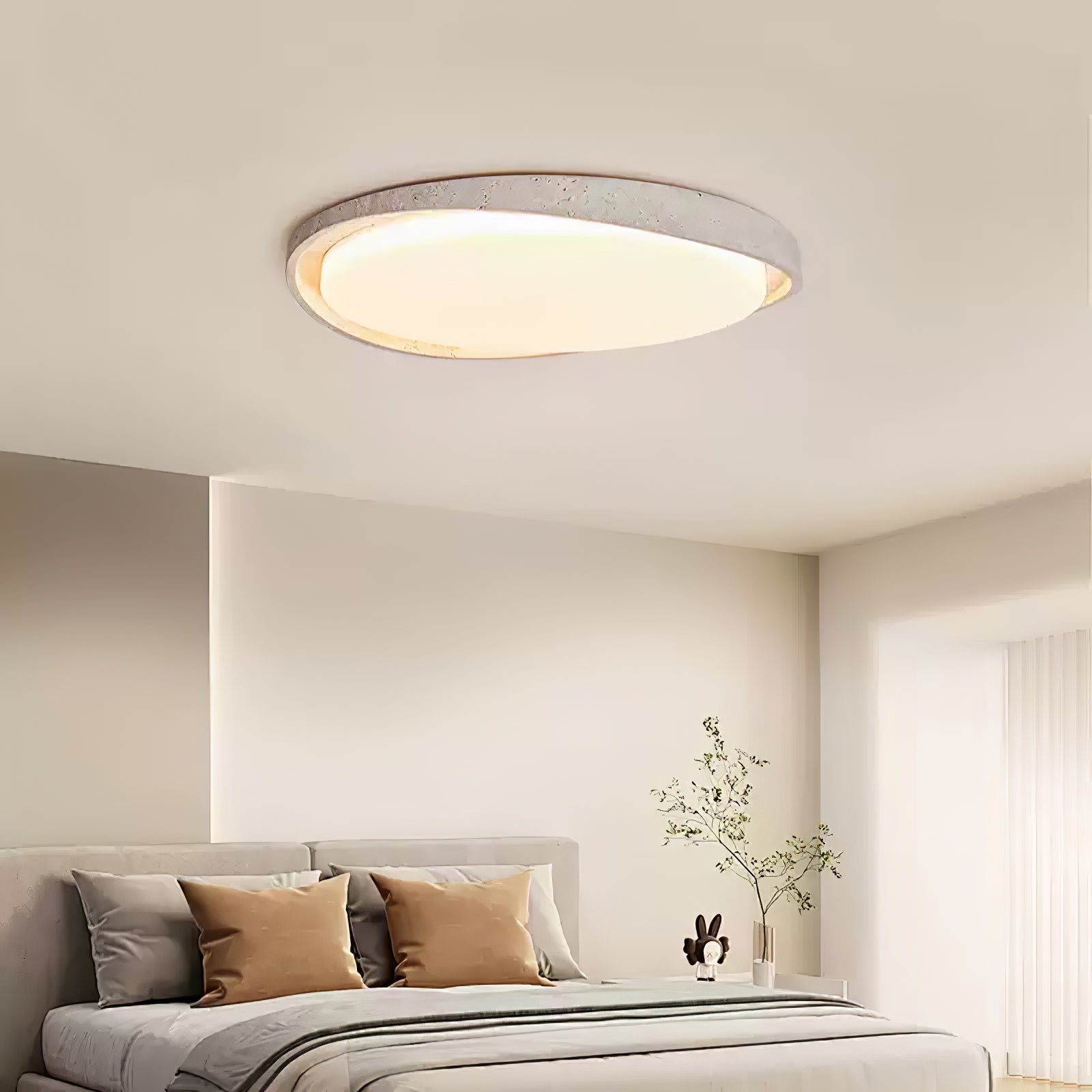 Cyvian Oval Frame Travertine Ceiling Light