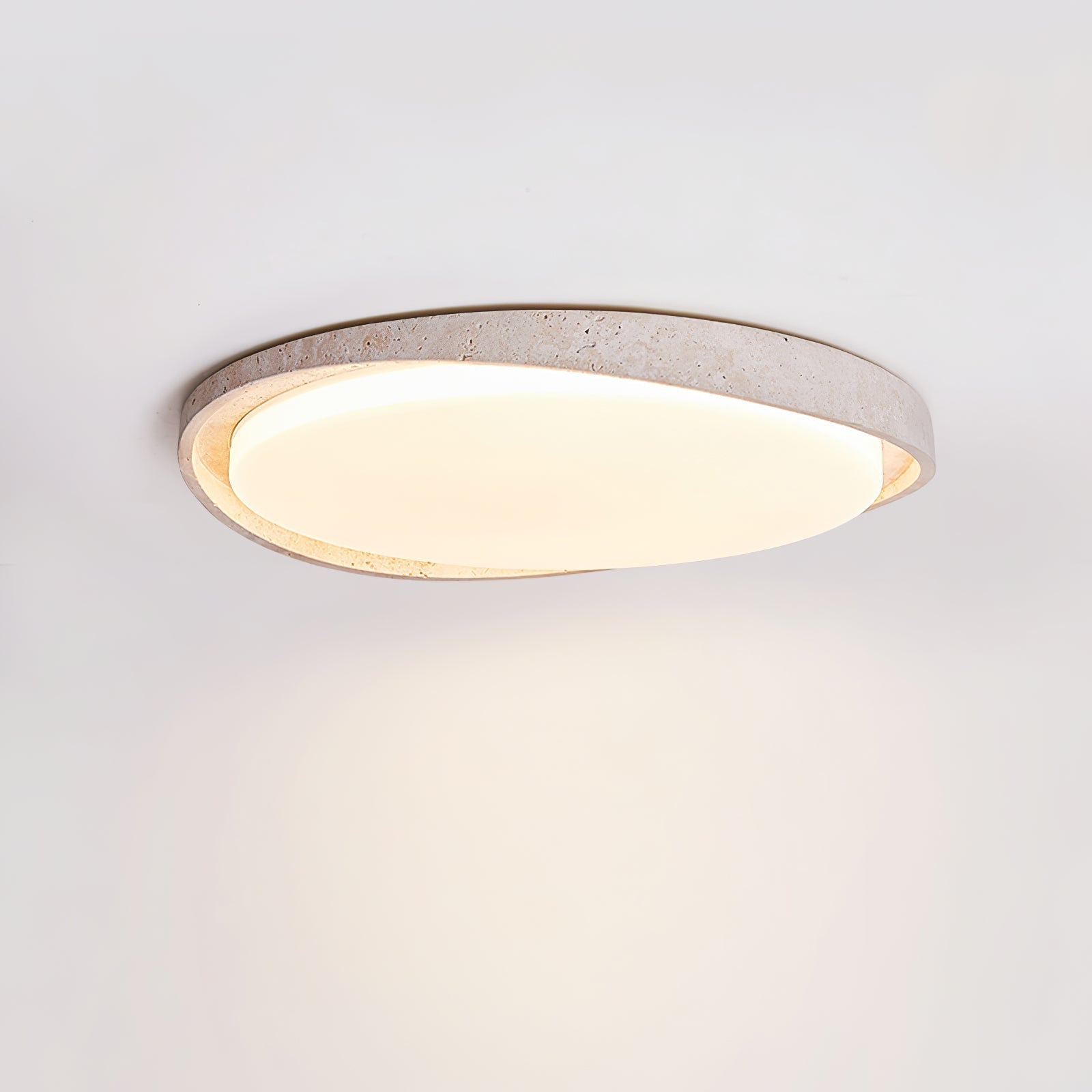 Cyvian Oval Frame Travertine Ceiling Light