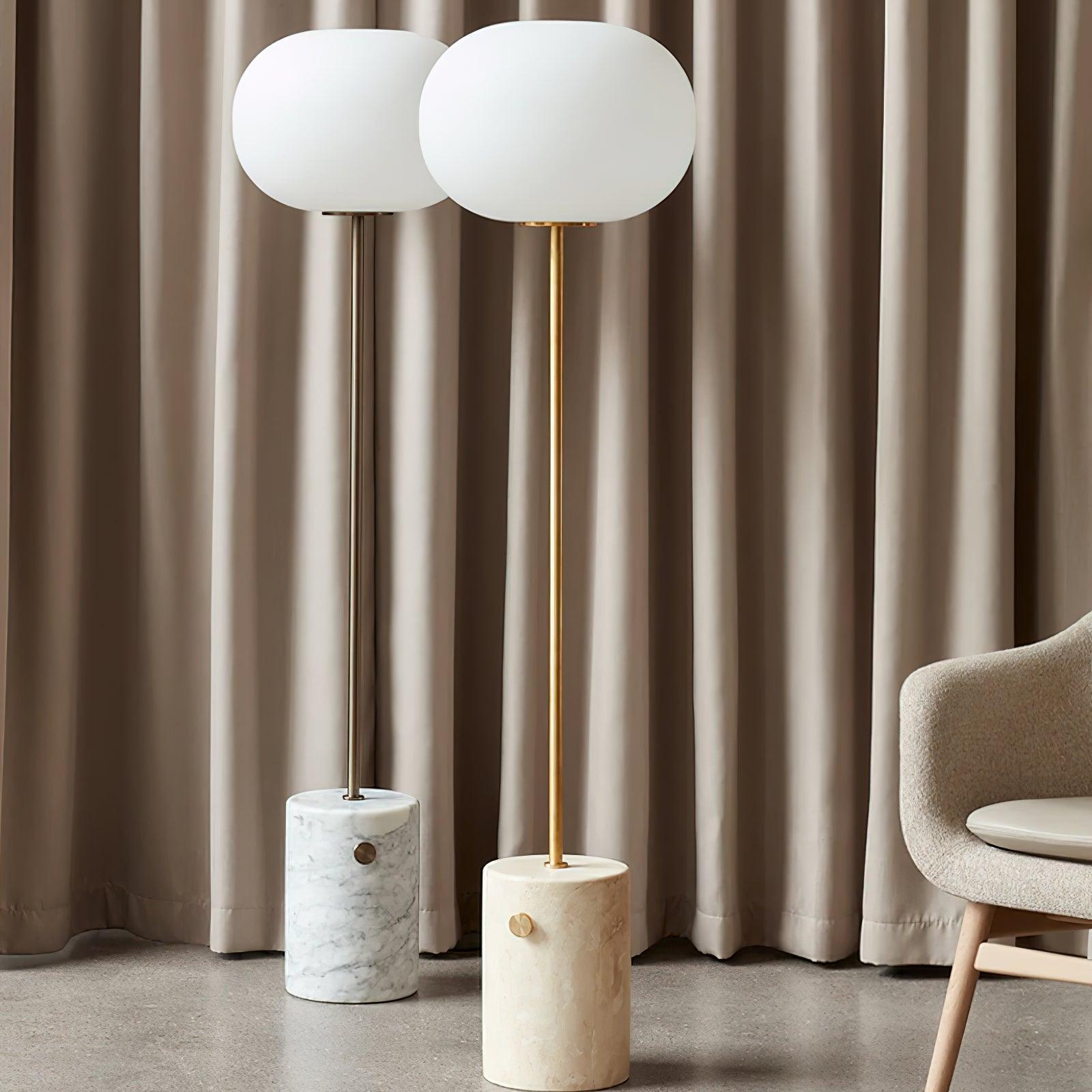 Iloryra Column-Base Travertine Floor Lamp