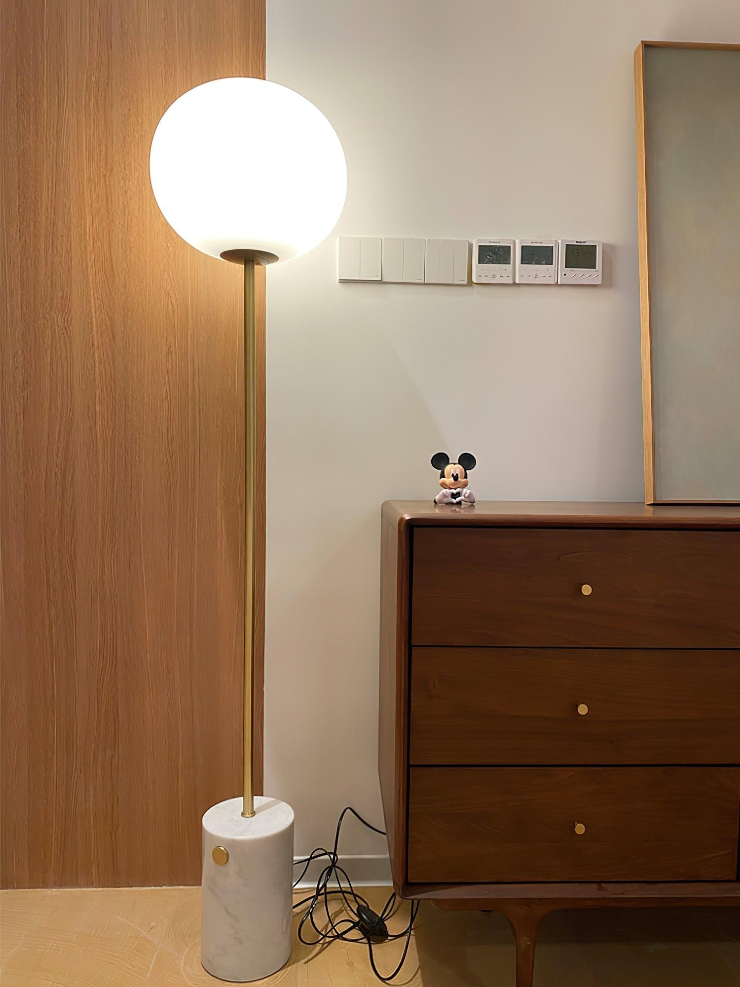Iloryra Column-Base Travertine Floor Lamp
