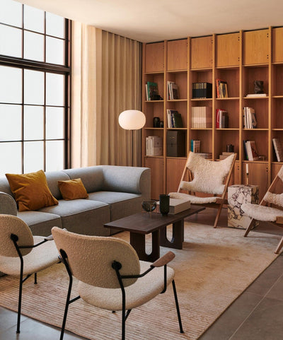 Iloryra Column-Base Travertine Floor Lamp