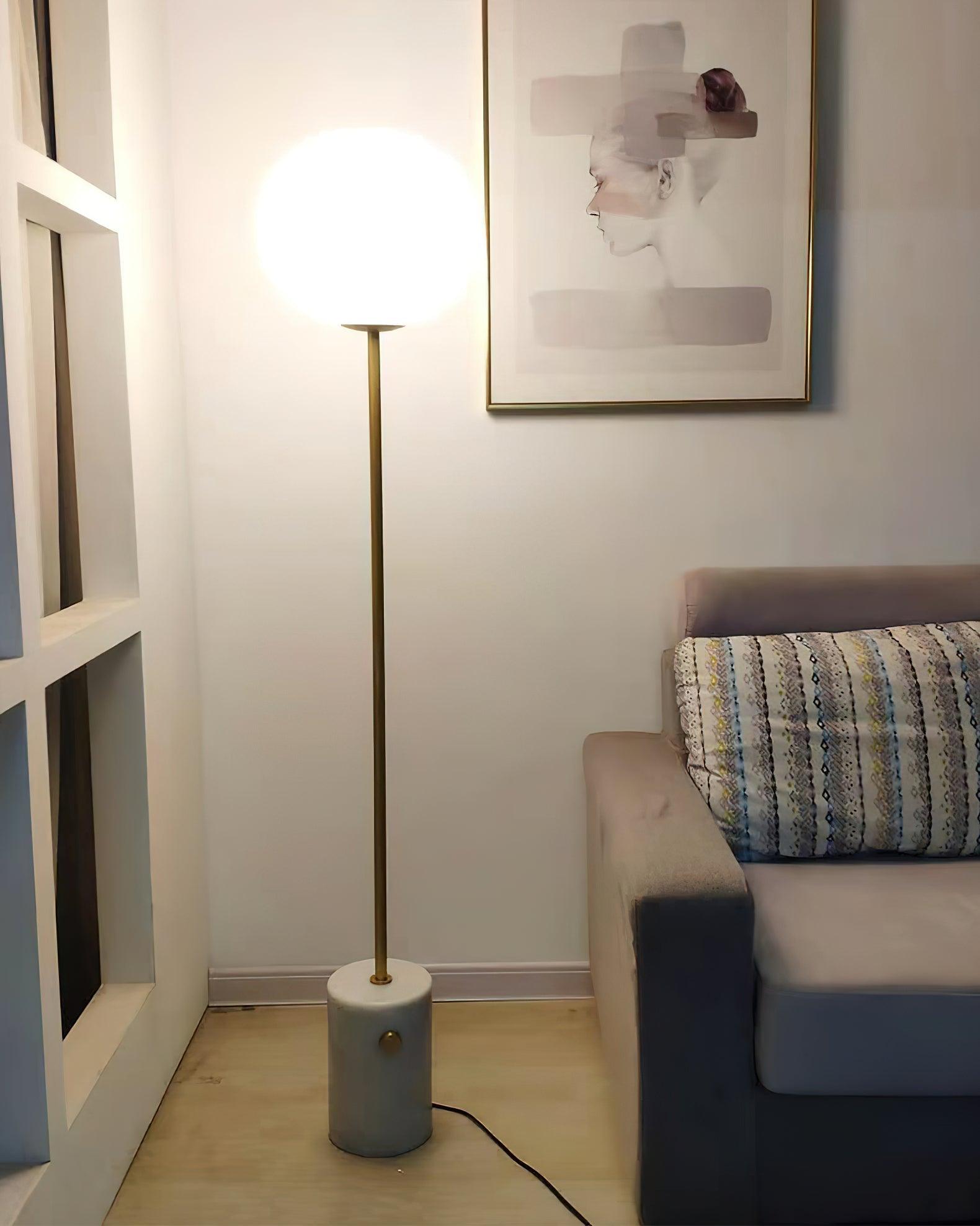 Iloryra Column-Base Travertine Floor Lamp