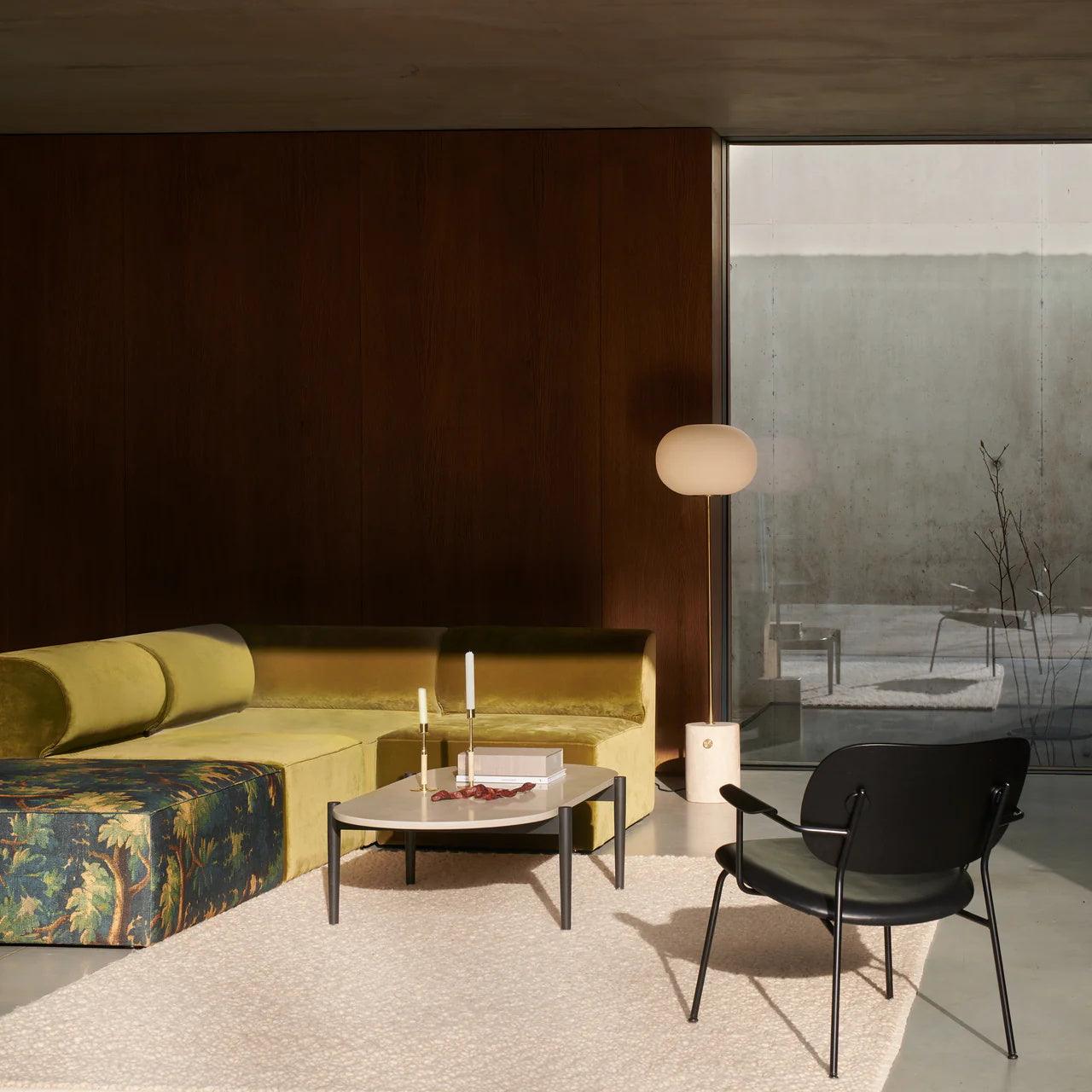 Iloryra Column-Base Travertine Floor Lamp