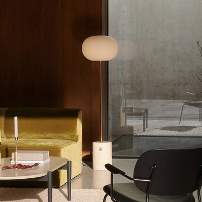 Iloryra Column-Base Travertine Floor Lamp