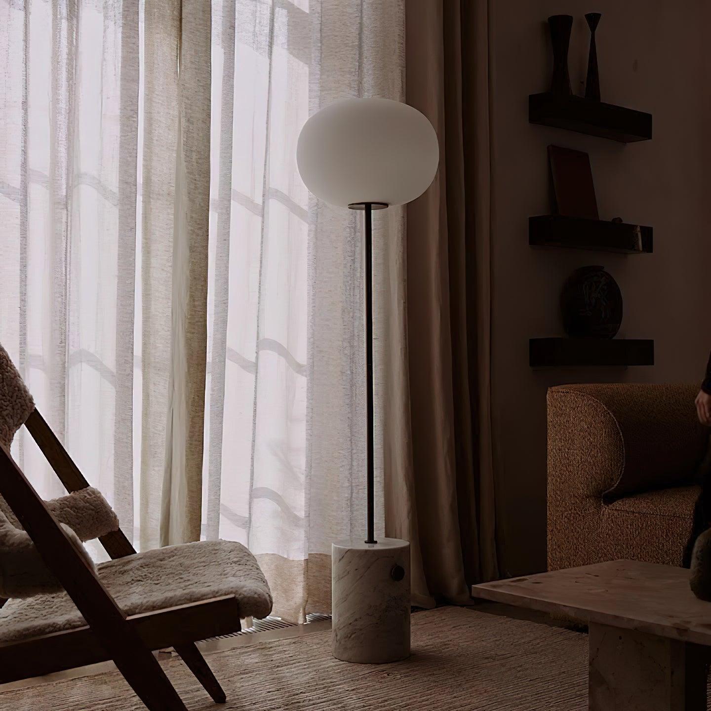 Iloryra Column-Base Travertine Floor Lamp
