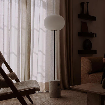 Iloryra Column-Base Travertine Floor Lamp