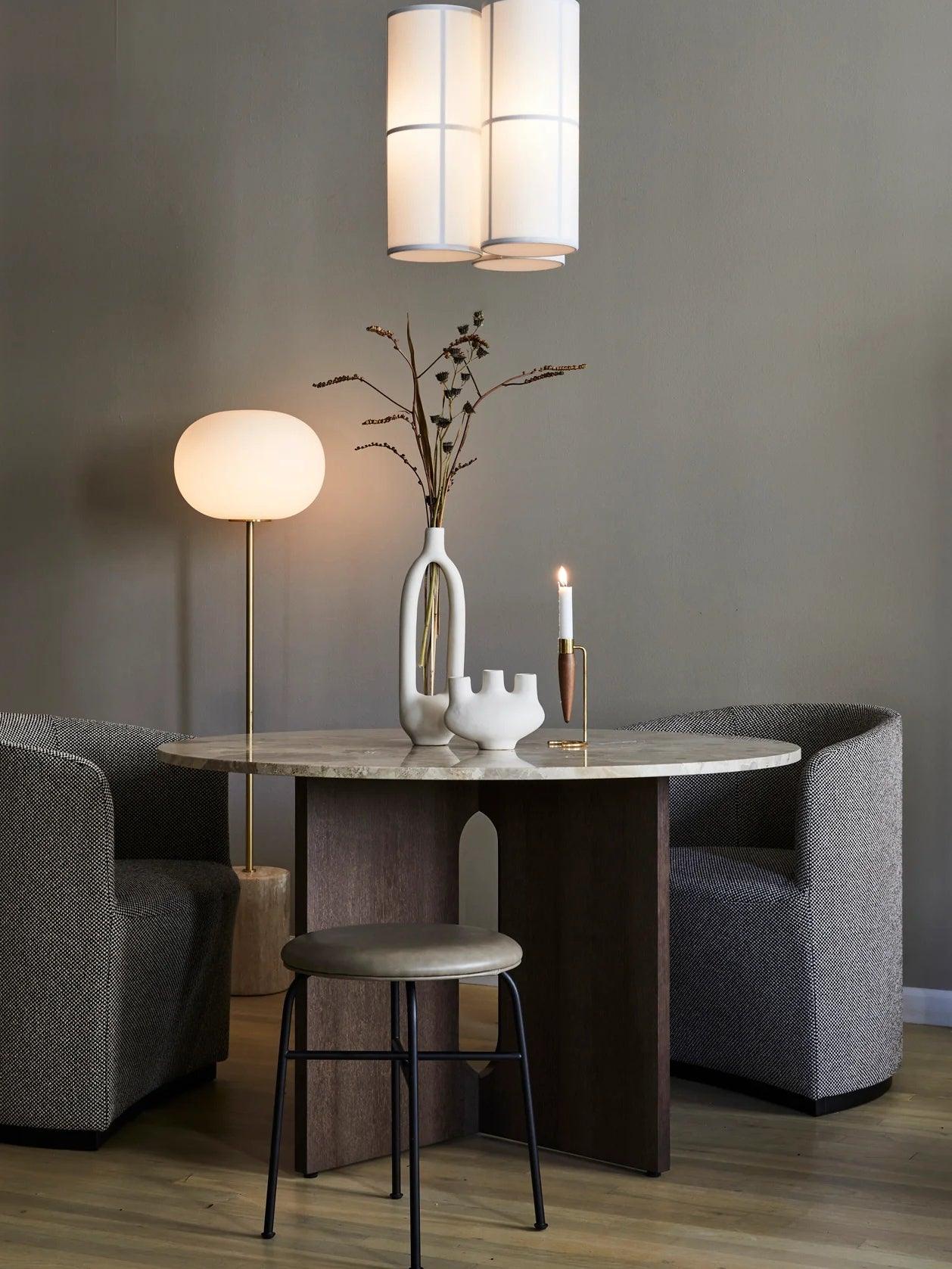 Iloryra Column-Base Travertine Floor Lamp
