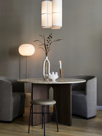 Iloryra Column-Base Travertine Floor Lamp
