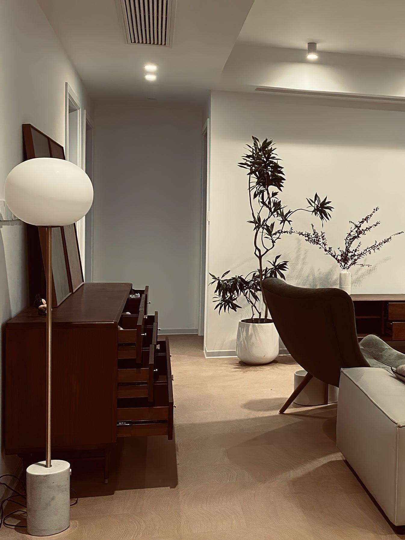 Iloryra Column-Base Travertine Floor Lamp