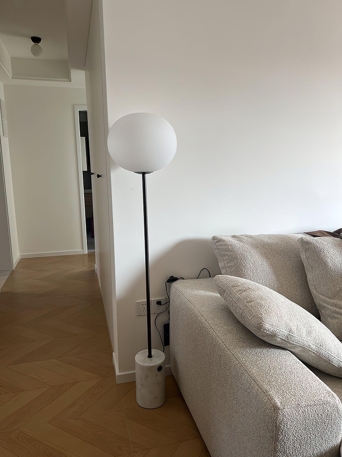 Iloryra Column-Base Travertine Floor Lamp