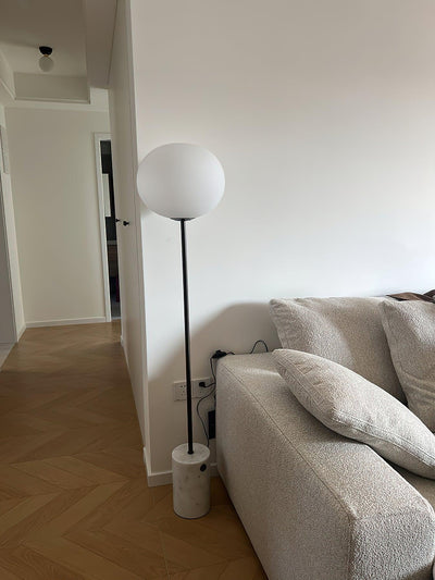 Iloryra Column-Base Travertine Floor Lamp